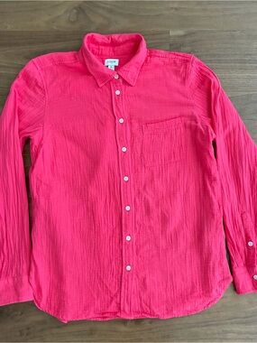 J. Crew Women's Hot Pink Cotton Button-Down Shirt
